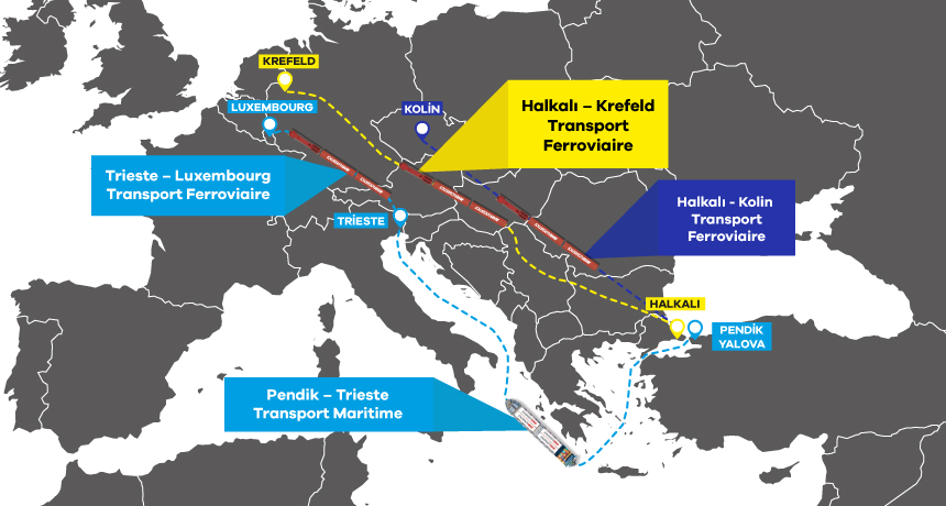 Carte des lignes intermodales